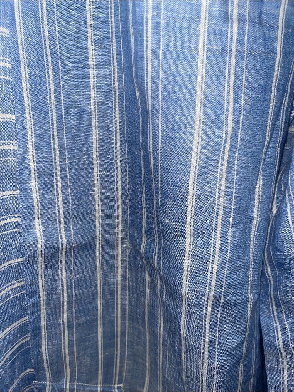 Anthropologie Ettitwa Super Wide Leg Blue Striped Linen Pants - Picture 2 of 6